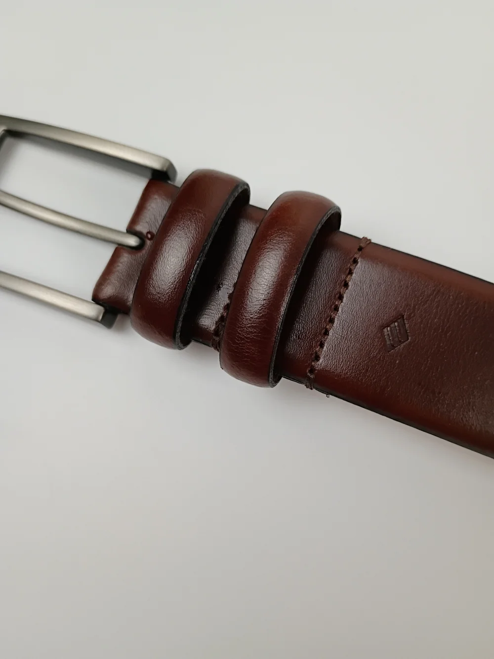 Joseph Abboud Men's Brown Leather Dress Belt with Silver Buckle